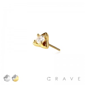 316L SURGICAL STEEL THREADLESS PUSH IN ROUND CZ TRINITY TOP PART